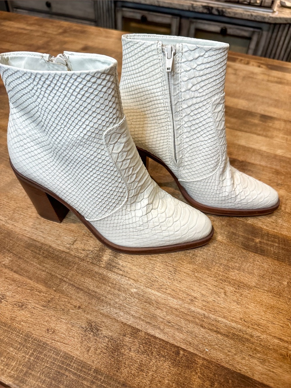Gianni Bini Off-White Textured Ankle Booties